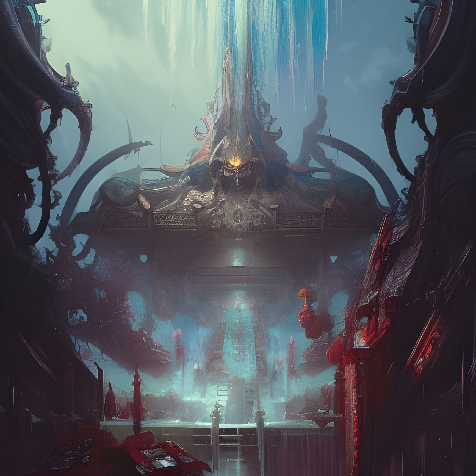 Vibrant Heaven and Hell Temple Concept Art