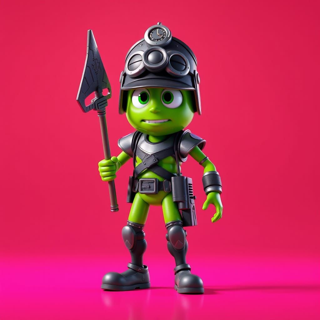 Surreal Limeman Warrior in Vibrant 3D