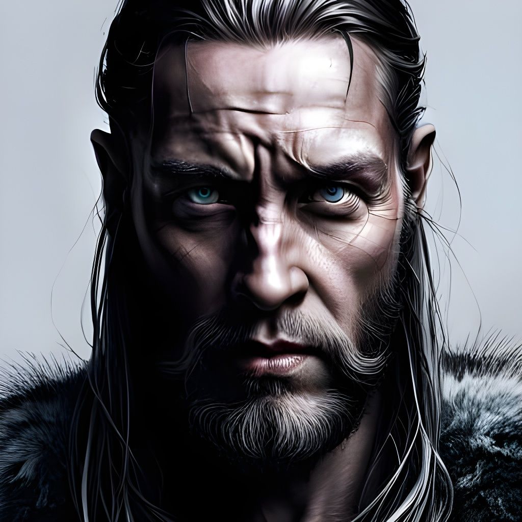 Fierce Viking Warrior Portrait in Digital Art Style