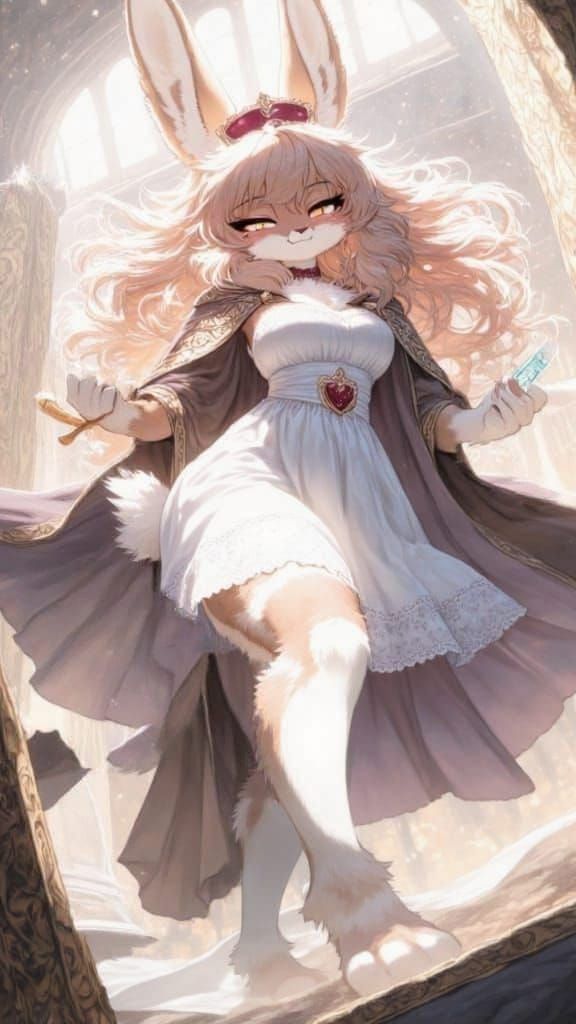 Cute Furry Bunny Nurse in a Whimsical Pose