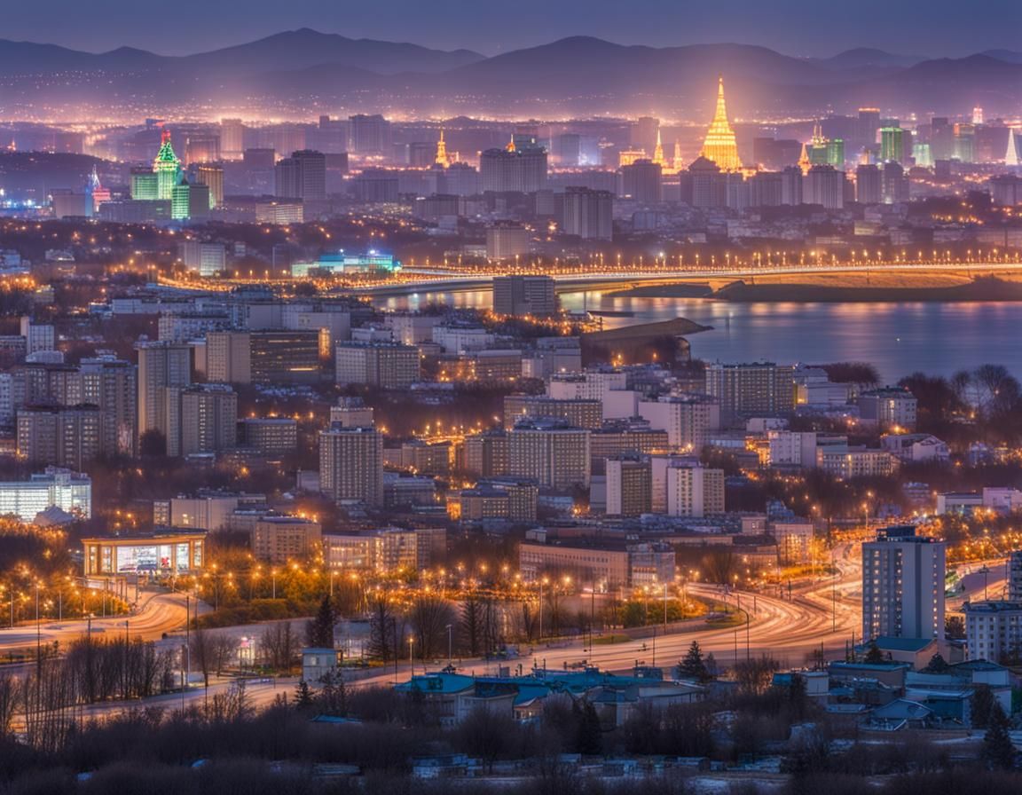 Khabarovsk, South Korea Cityscape in Professional Photograph...