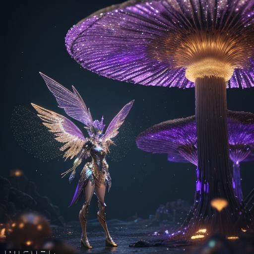 Glitter Ghost Fairy with Golden Wings