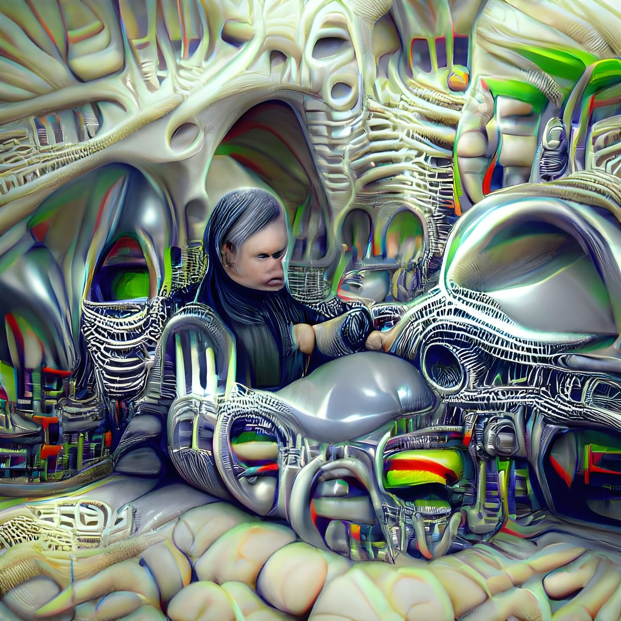 Surreal Biomechanical Landscape in Giger Style