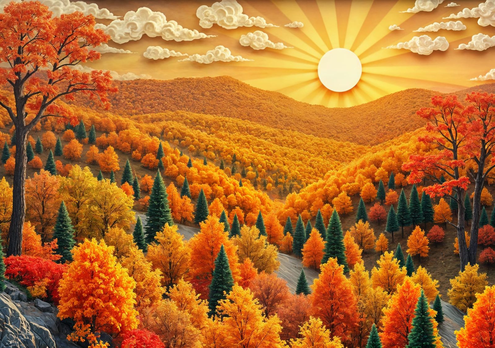 Autumn in Ouachita Mountains: Paper Quilling Art