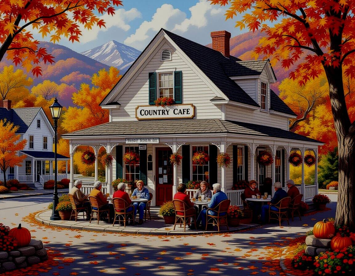 Country Cafe Amidst Fall Foliage