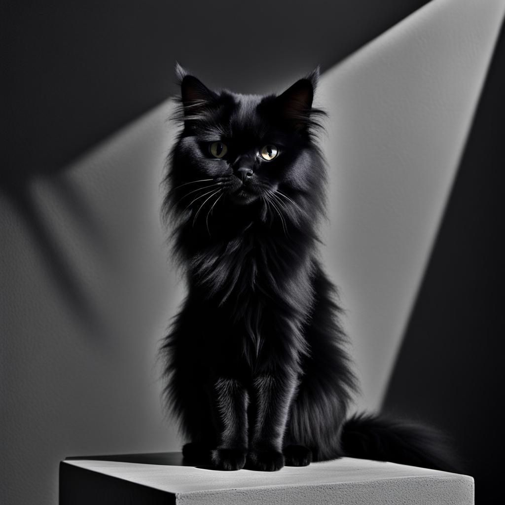 80s Goth Persian Cat with Mohican in Monochrome