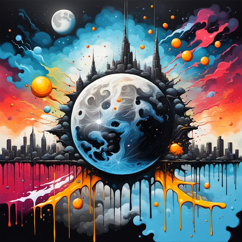 Colorful Graffiti Moon in Eeg Sky
