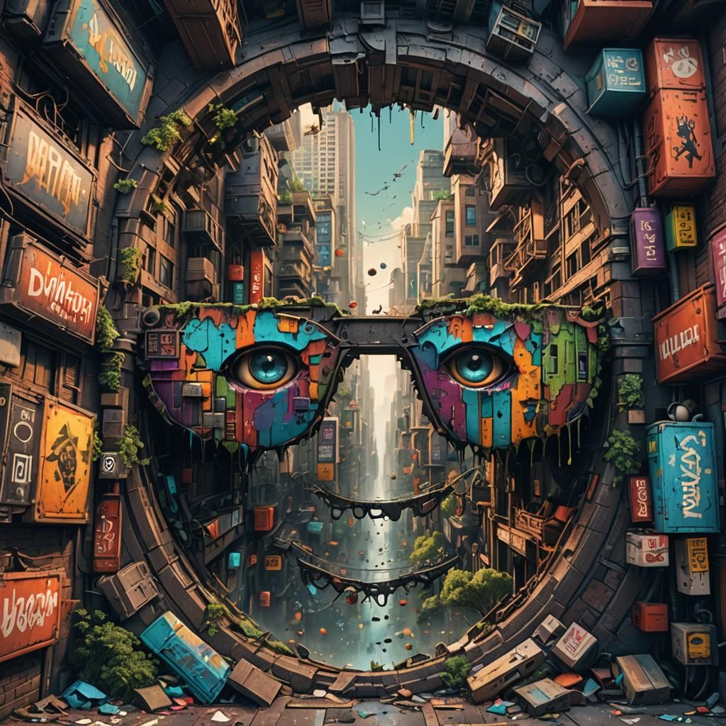 Urban T-Shirt Design: Detailed Matte Painting