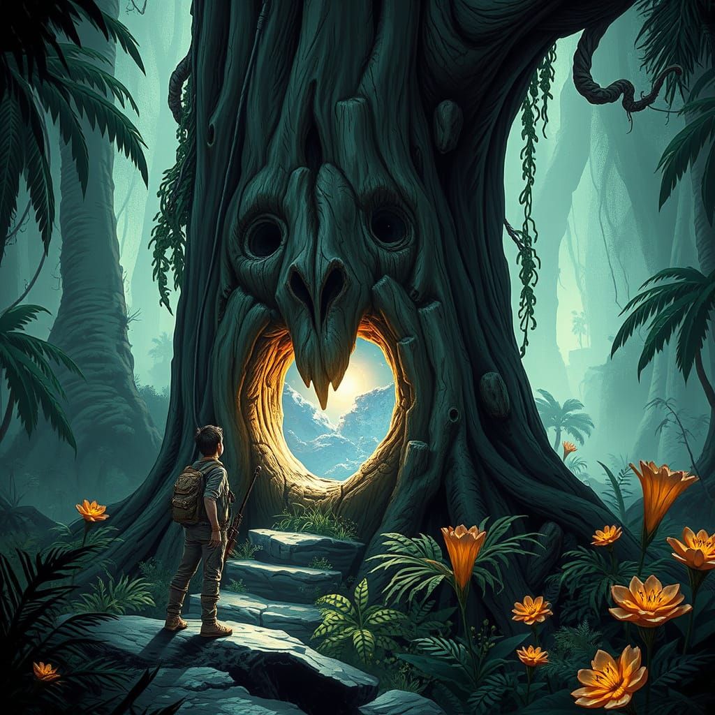 Explorer Discovers Ancient Tree Portal on Jungle Planet