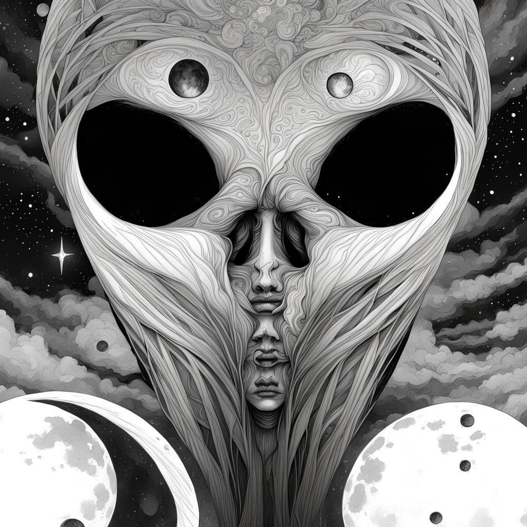 Alien Lunar Eclipse Totem Pole