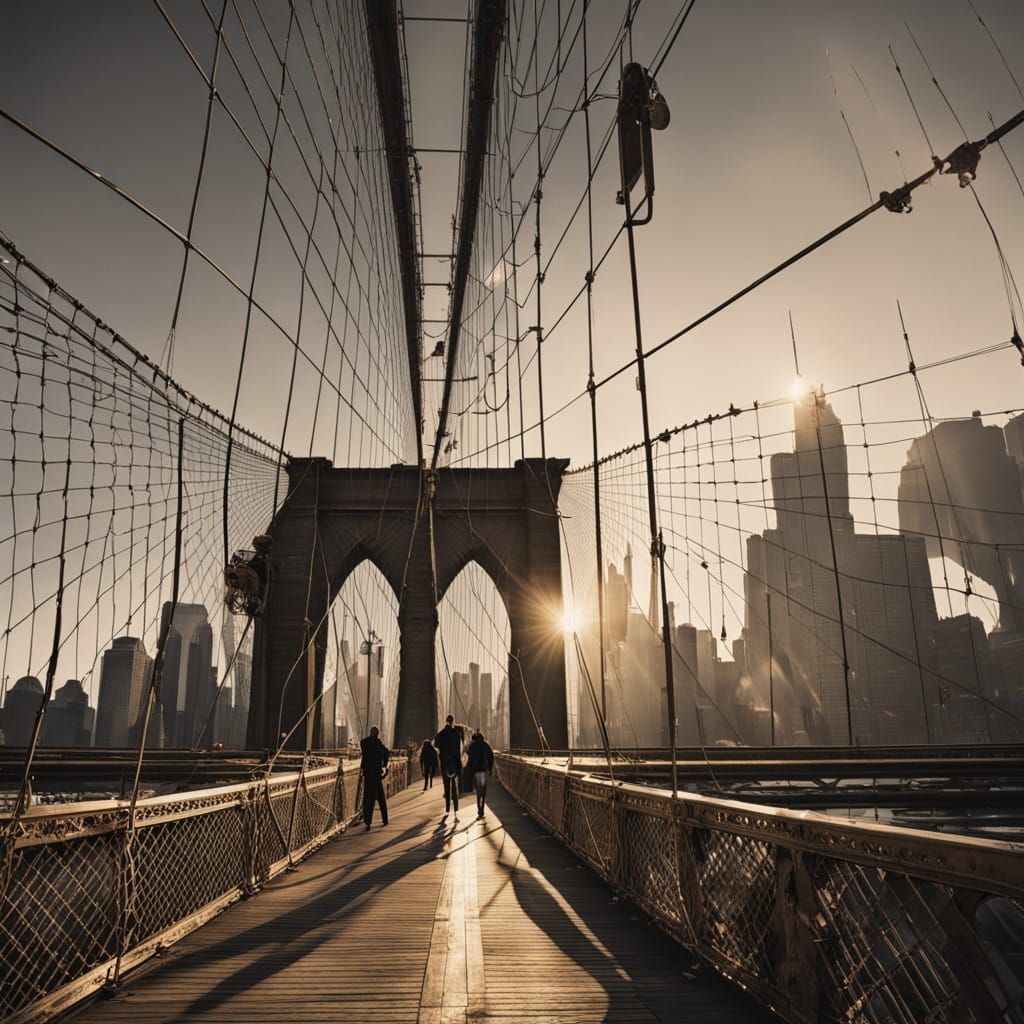 Majestic Brooklyn Bridge in Golden Light