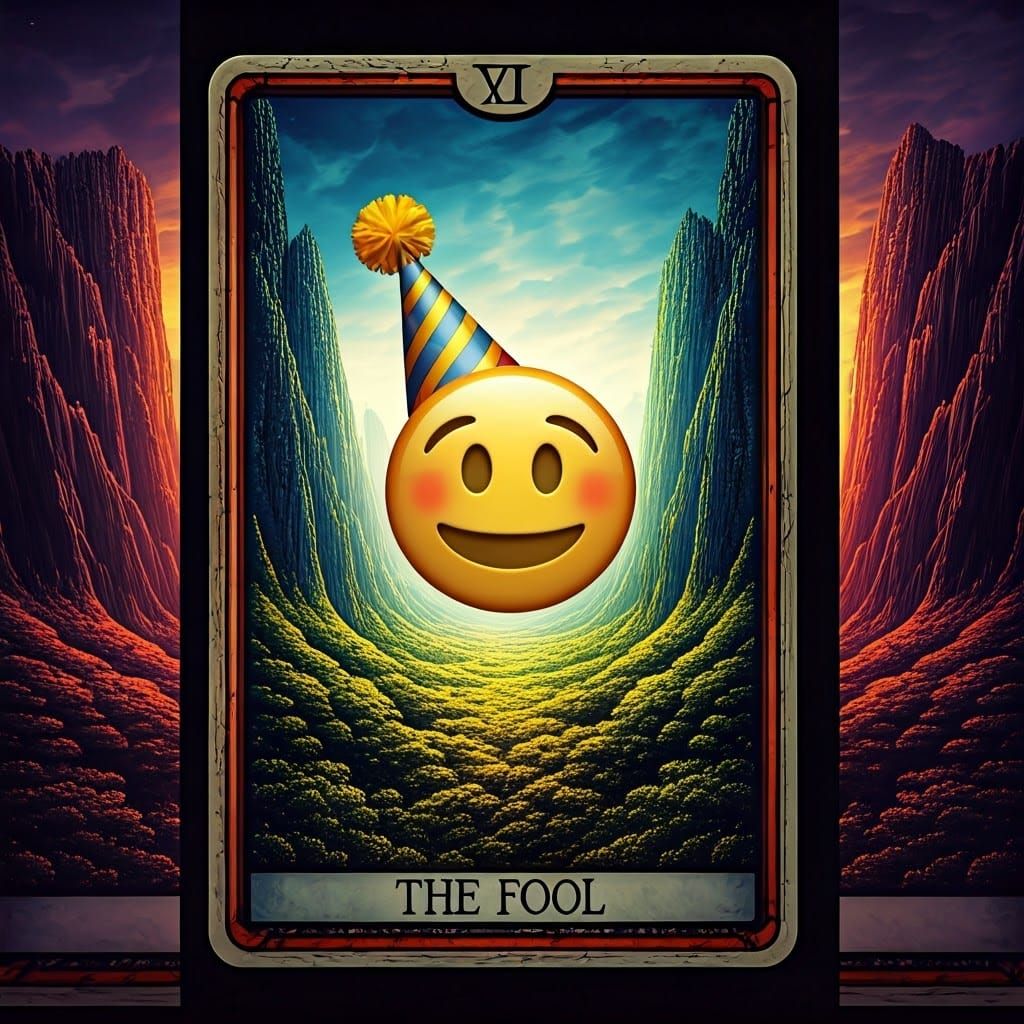 Tarot Card "The Fool" with Surreal Landscape