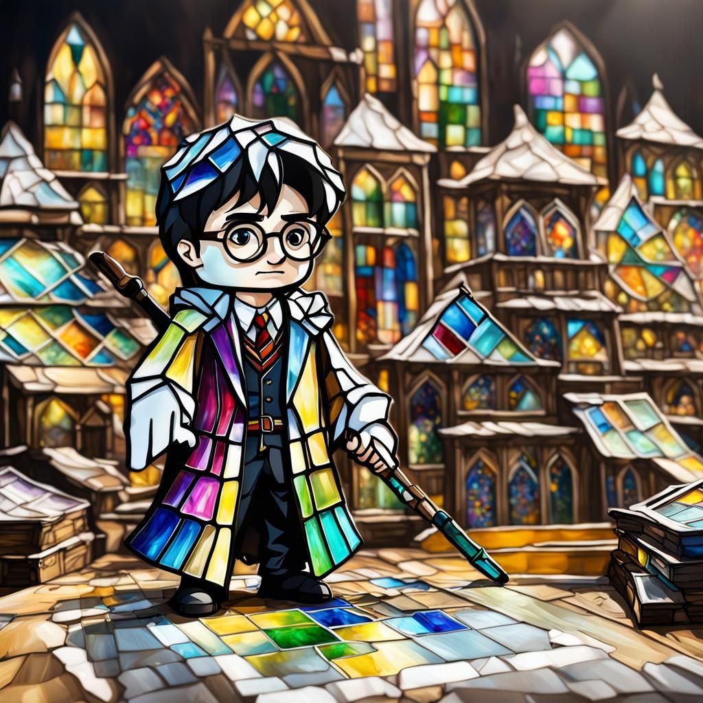 Stained Glass Hogwarts Graffiti Art