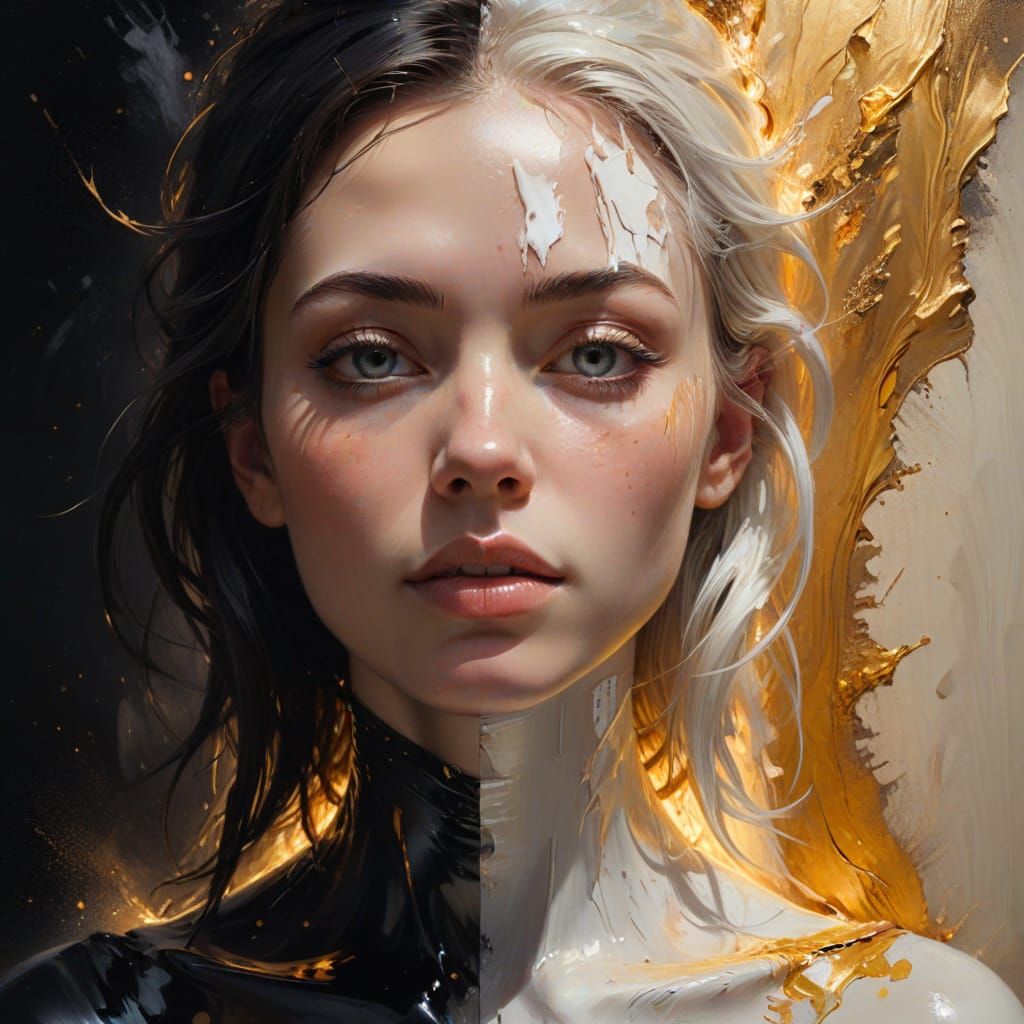 Harmonious Portrait in Impasto Oil Painting