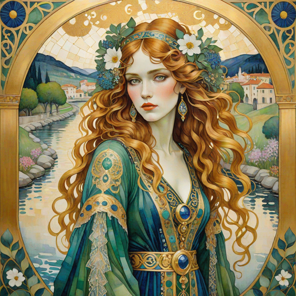 Glamorous Bohemian Beauty in Art Nouveau Style