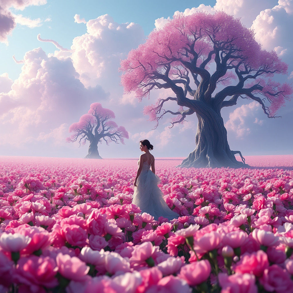 Maiden in a Boundless Sea of Carnations