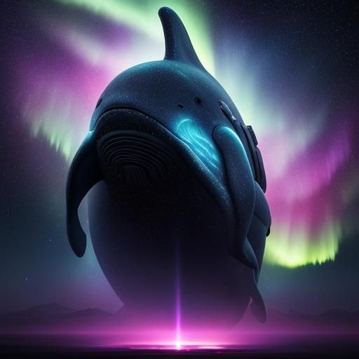 Majestic Space Whale in Sci-Fi Splash Art