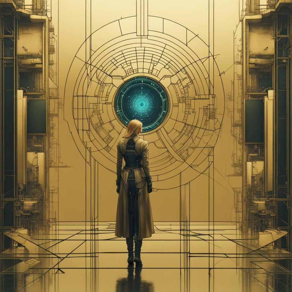 Cyberpunk Golden Ratio: Serene Futuristic Cityscape