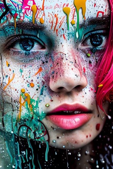 Woman in Graffiti Art Style Portrait