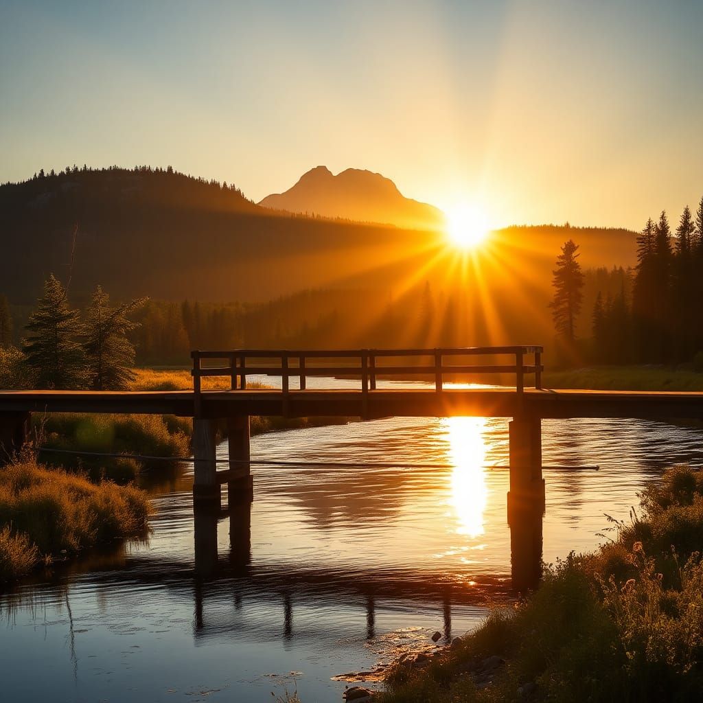 Majestic Katahdin Reflected in Golden Light