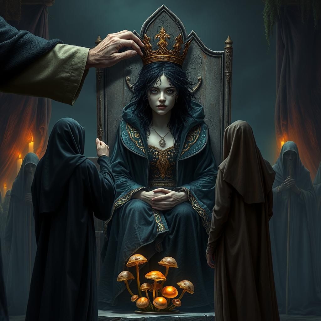 Crowning of a Tormented Queen in High Fantasy Style