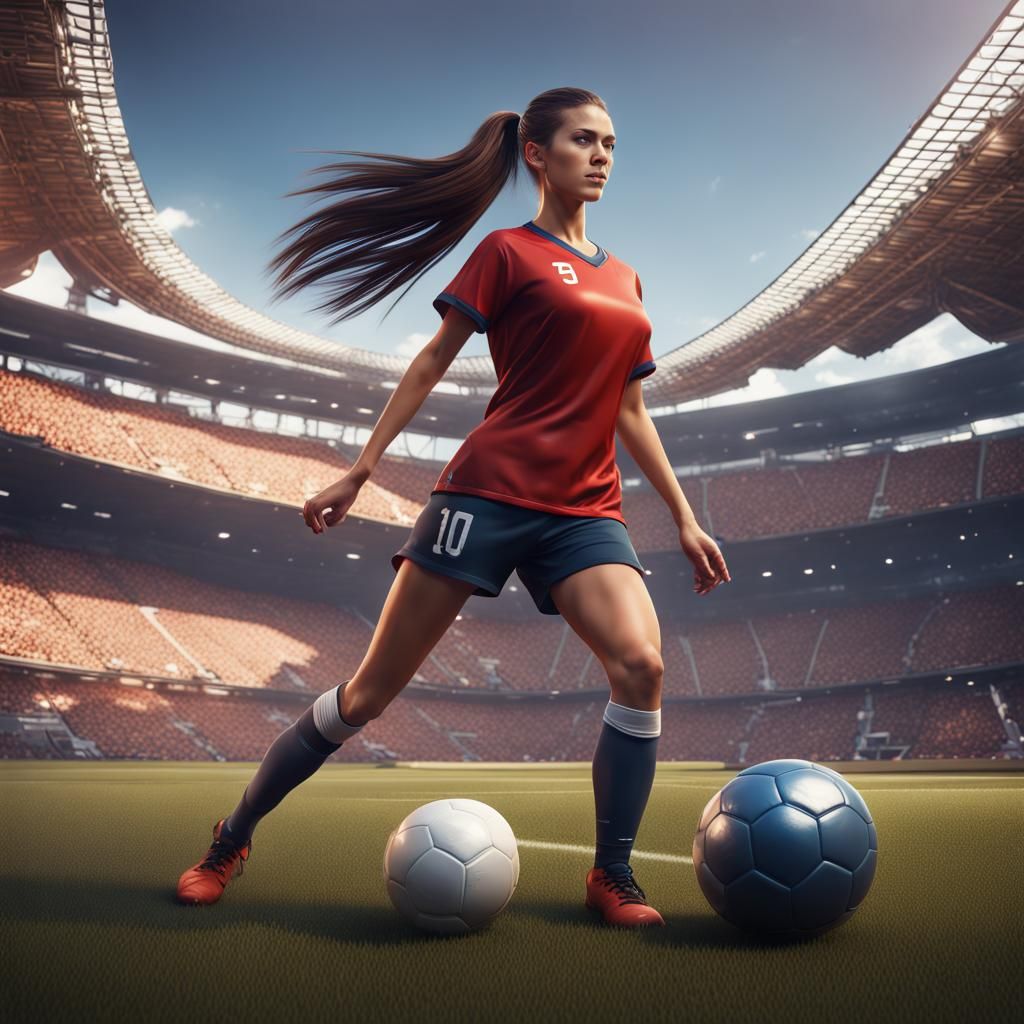 Brunette Soccer Player: Detailed Fantasy Art