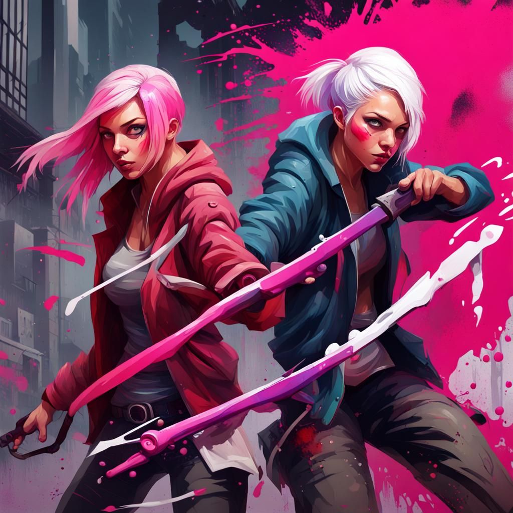 Colorful Graffiti Art of Two Anime Assassins