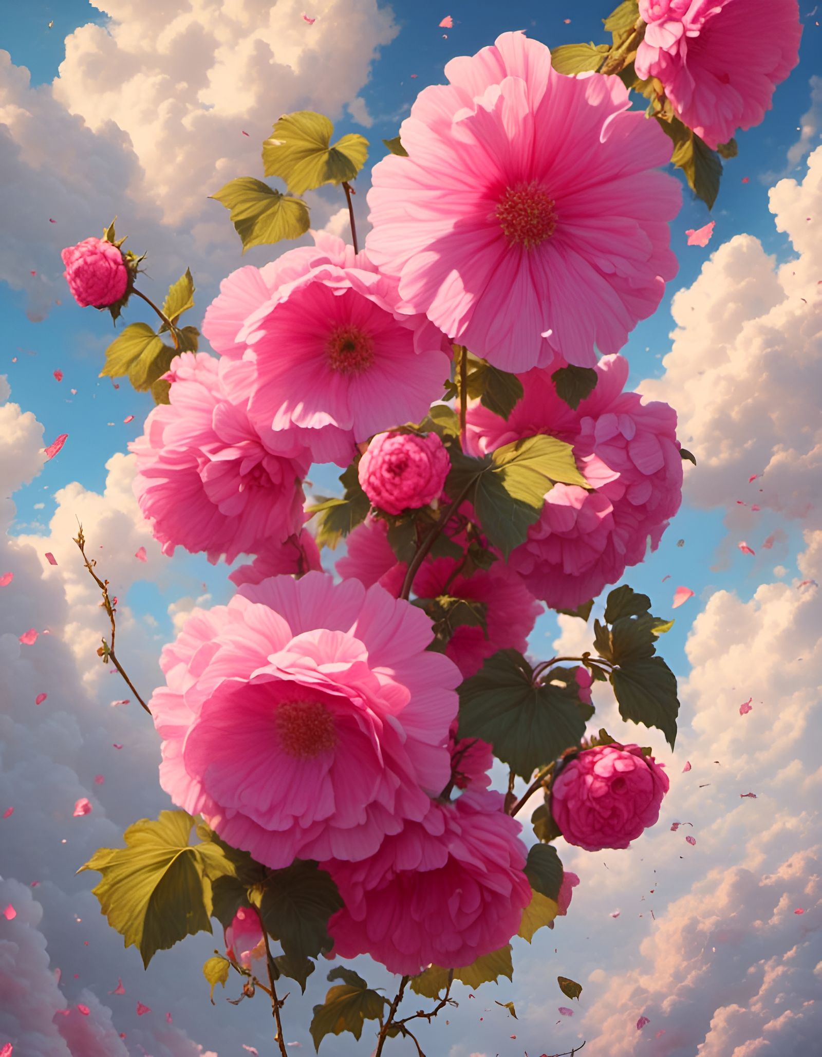 Hollyhocks in Sky: Goosepunk Splatter Graffiti