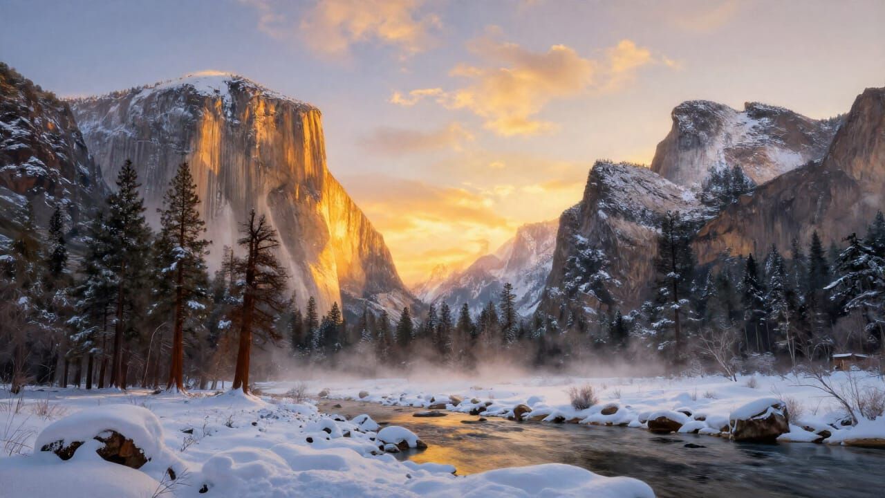Yosemite valley in winter