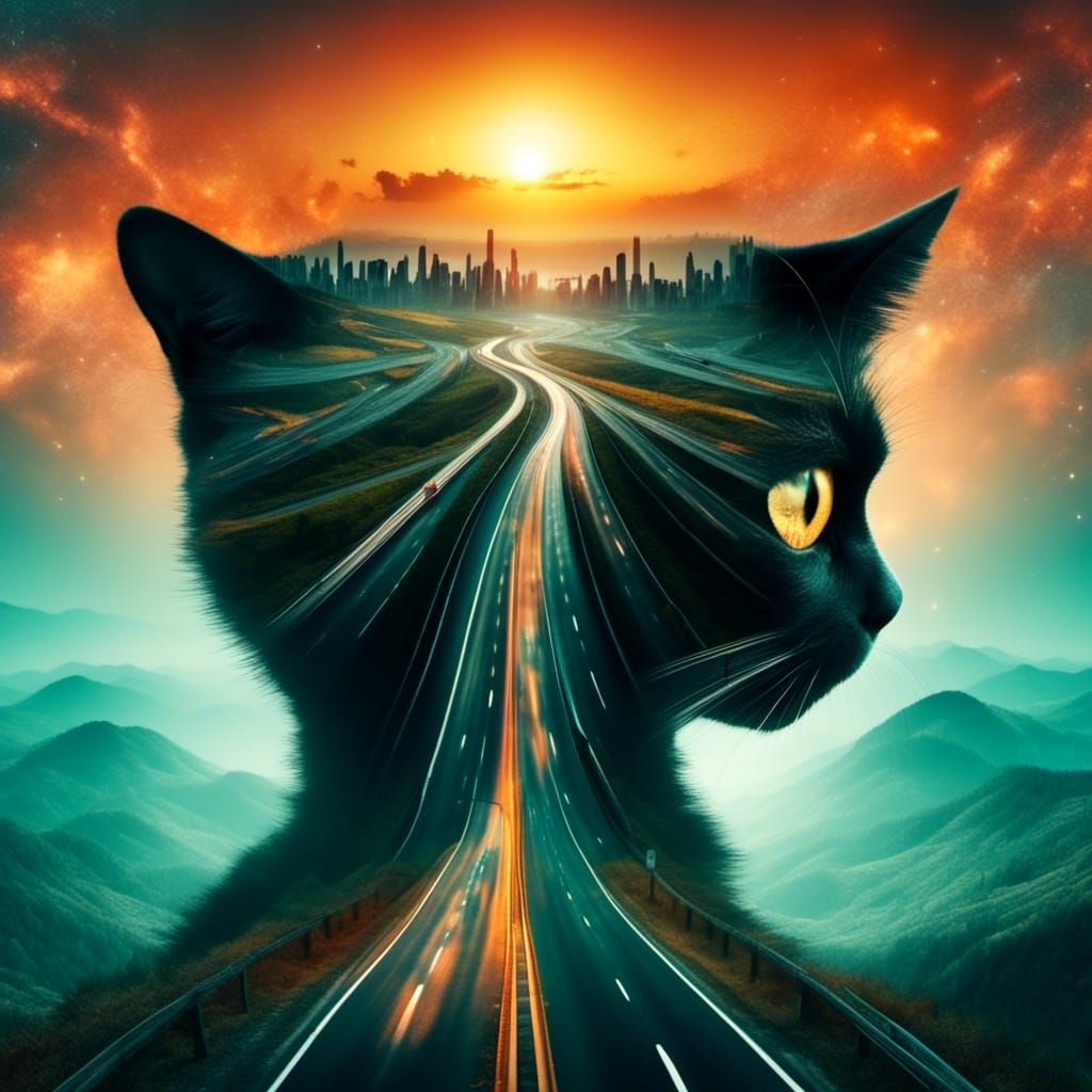 Nebula Highway Cat Double Exposure