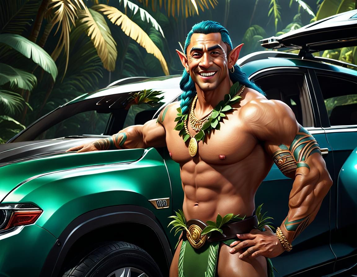 Polynesian Elf Car Valet in Cinematic Style