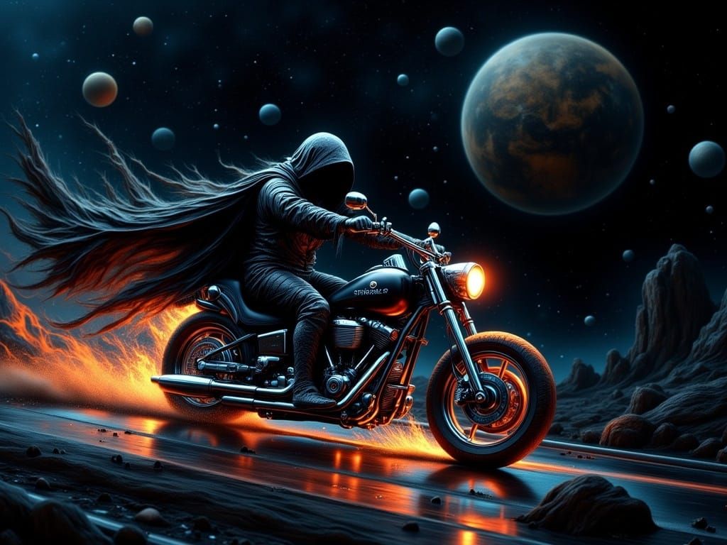 Grim Reaper Rides Chopper Through Space