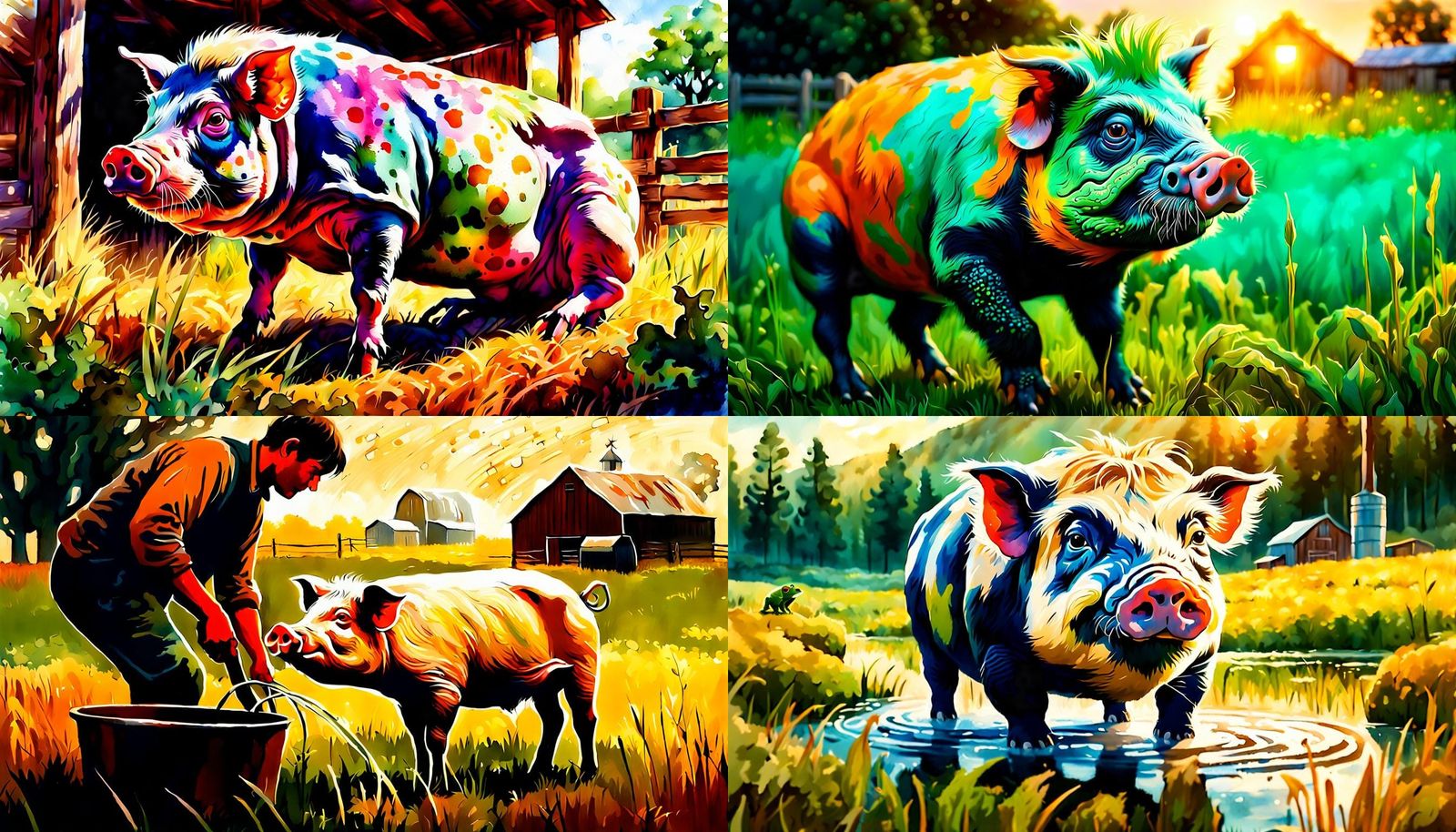 Hybrid Pig-Amphibian with Dart Frog Colors