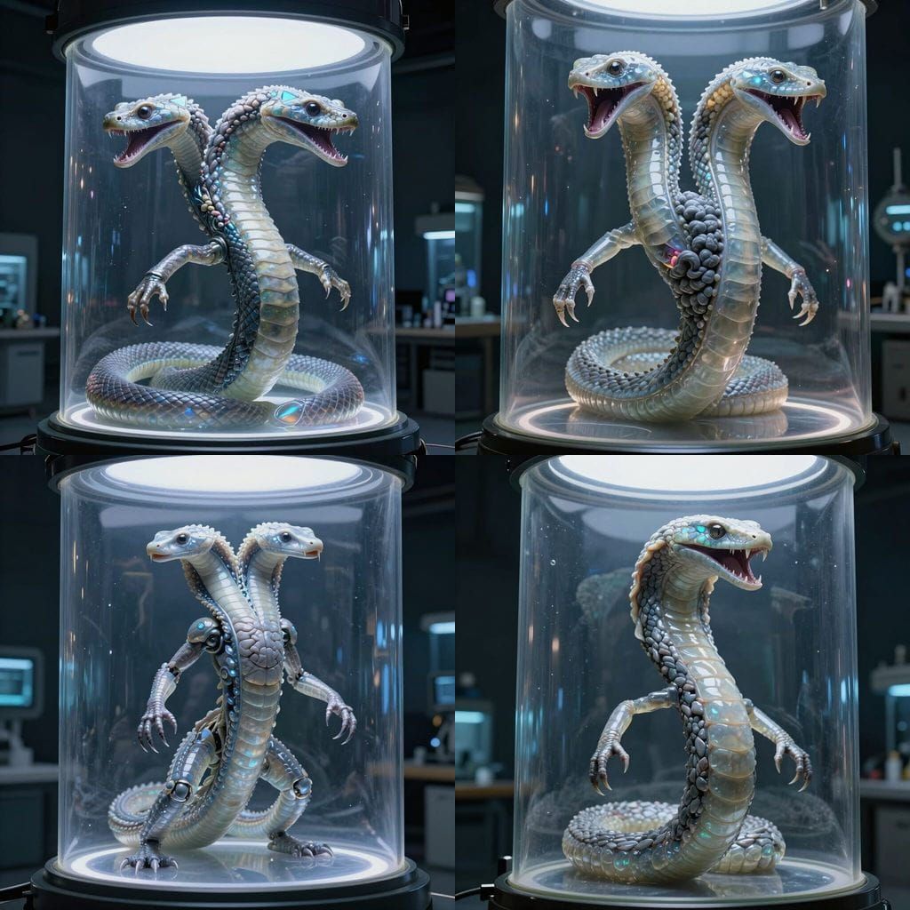 Siamese-Cobra Mecha Fauna in High-Resolution Documentary Por...