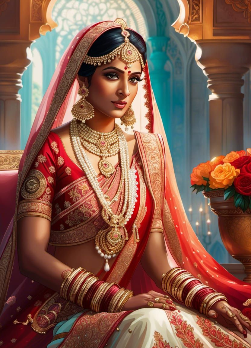 Beautiful Indian Bride Portrait in Traditional Regalia