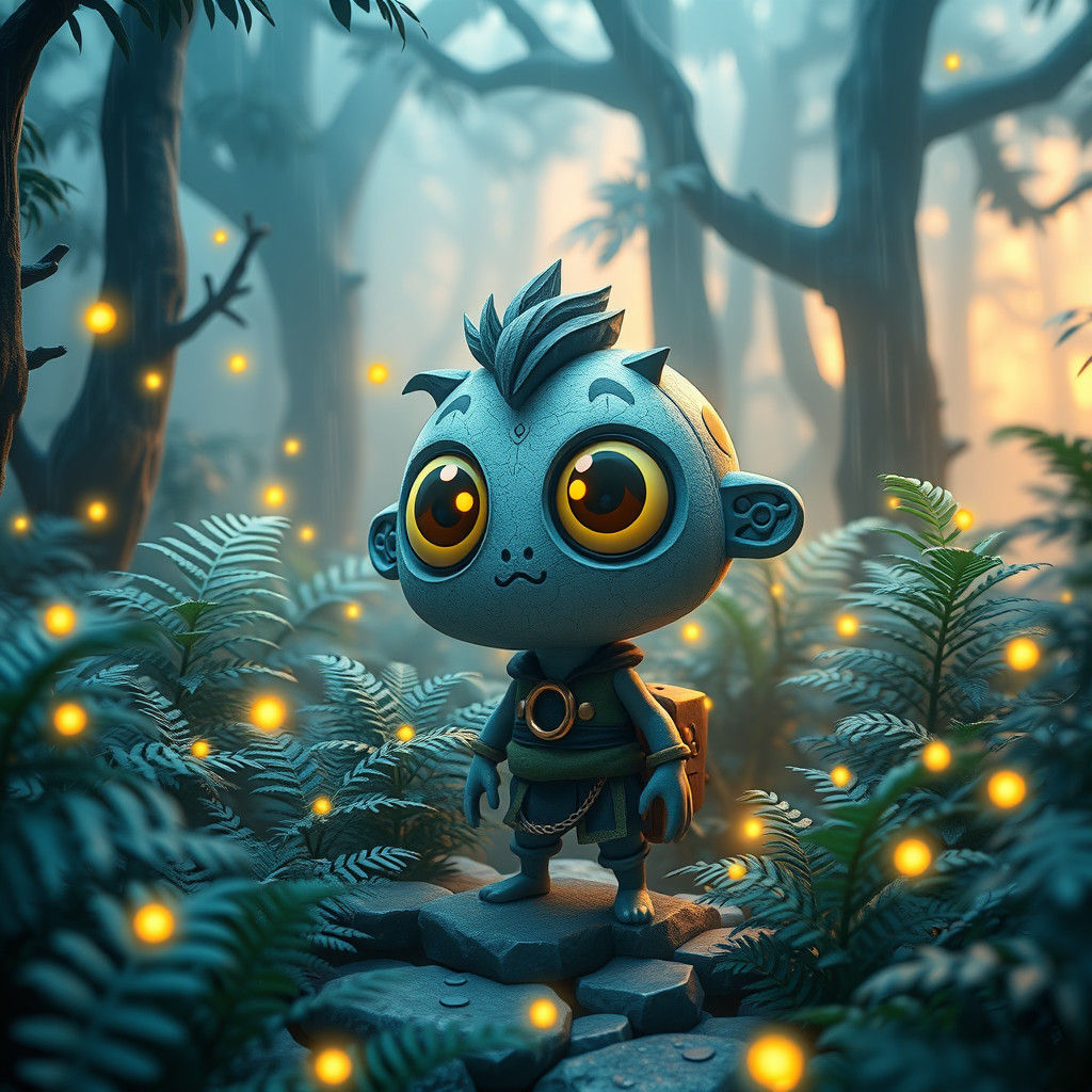 Cute Isometric Vaas in Papercraft Forest