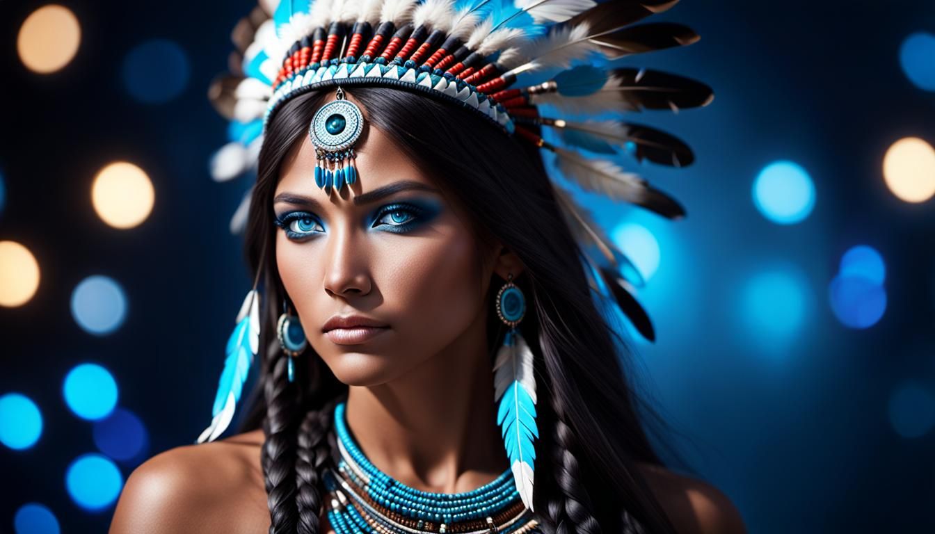 Native American Woman Portrait with Dynamic Lighting