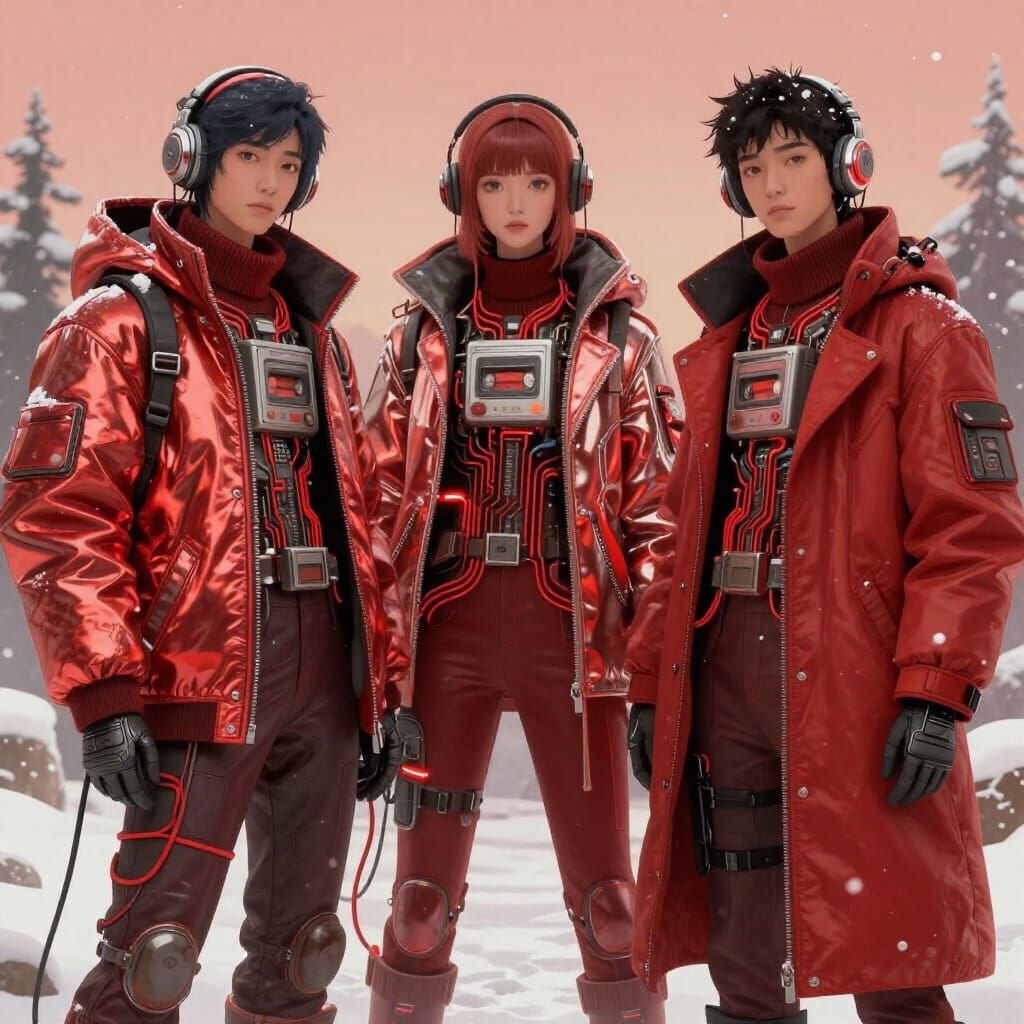 Retro-Tech Winter Characters in Metallic Outfits