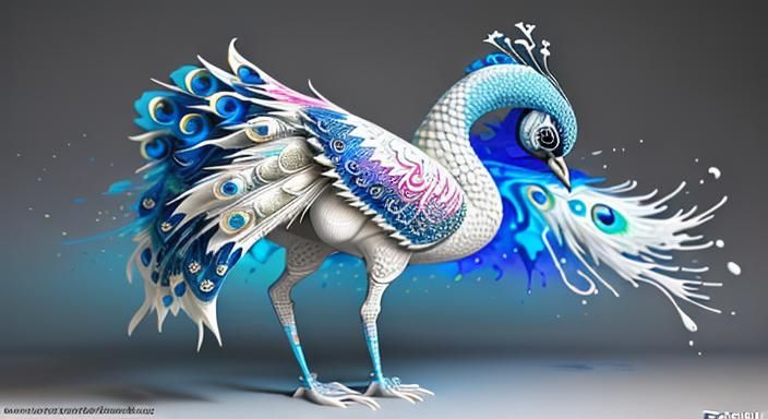 Graffiti Art Peacock with Polychromatic Details