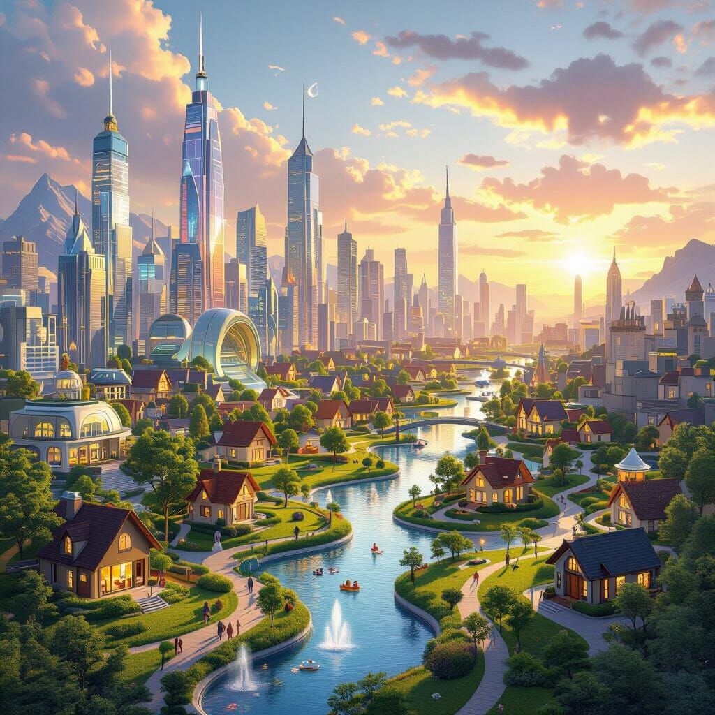 Futuristic Cityscape: Harmony of Sustainability and Comfort