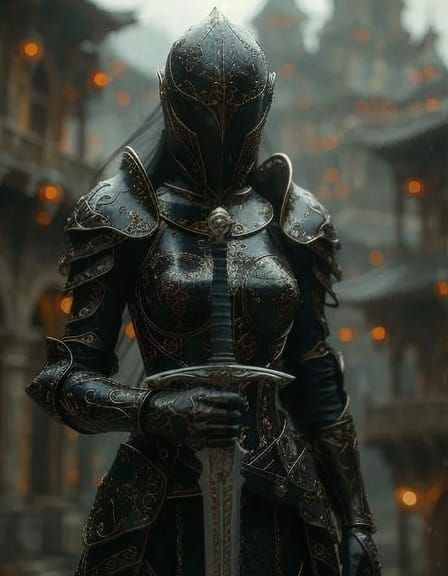 Earth as Elf Knight in Combat Pose, Hyperrealistic