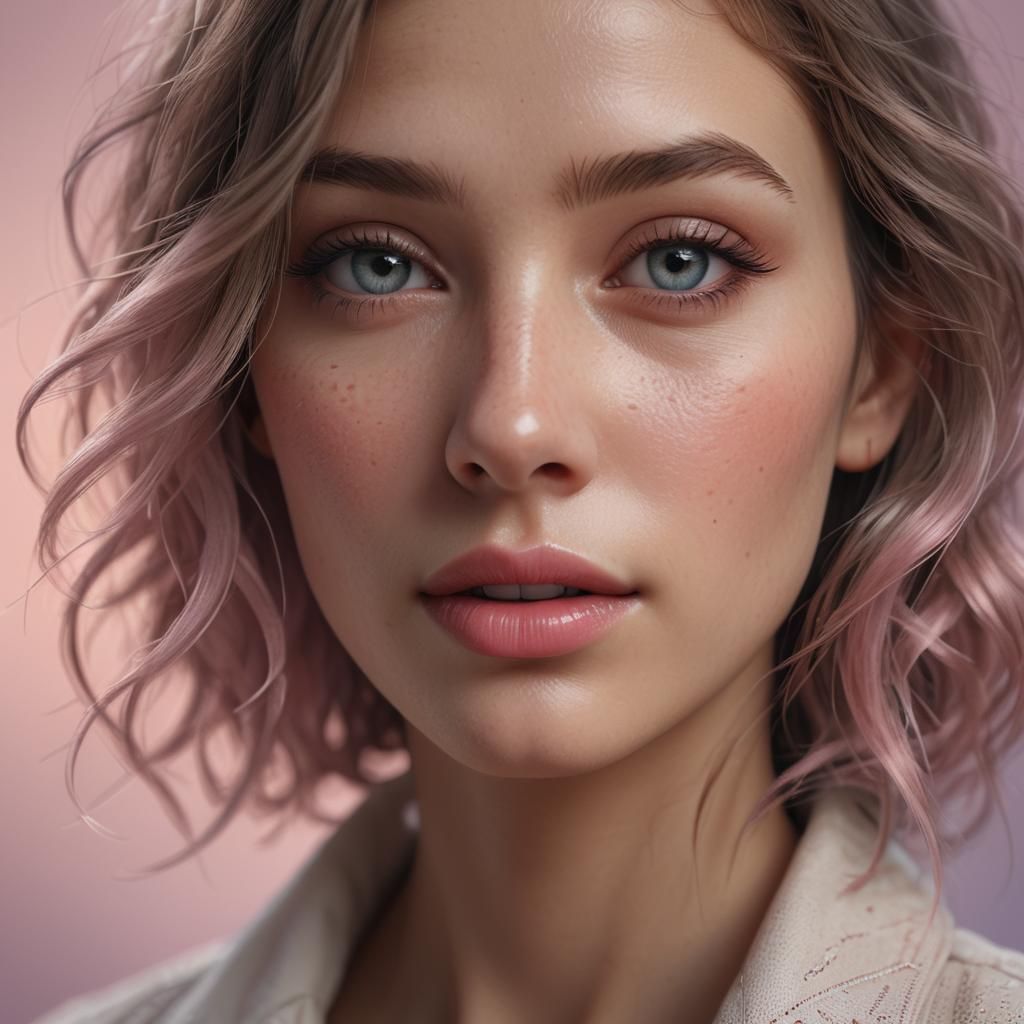 Realistic 3D Portrait of a Gentle Woman