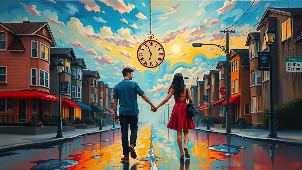 Surreal Couple Melts in Dreamscape, Oil on Canvas