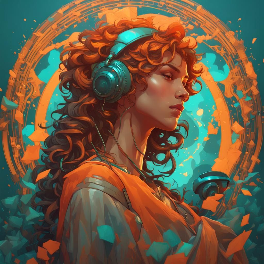 Passionate Musician in Art Nouveau Style