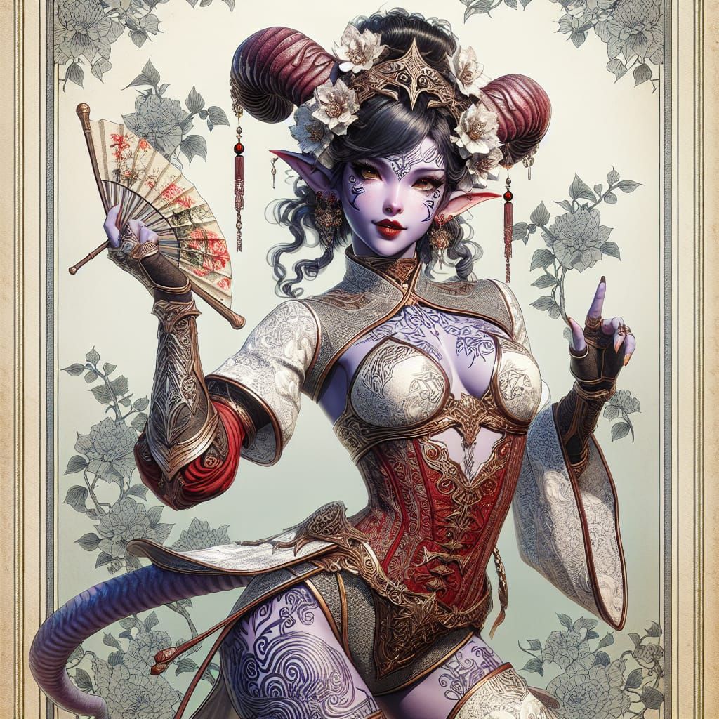 Tiefling Priestess in Ornate Outfit: Photorealistic Fantasy ...