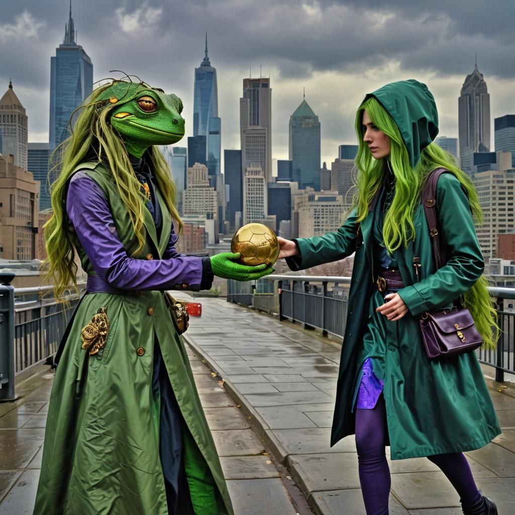 Hyperrealistic Image of Lizard Woman in City