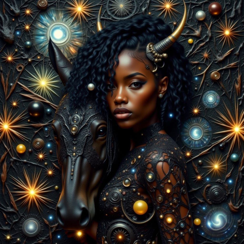 Don Macana Inspired Fractal Portrait of a Dazzling African W...
