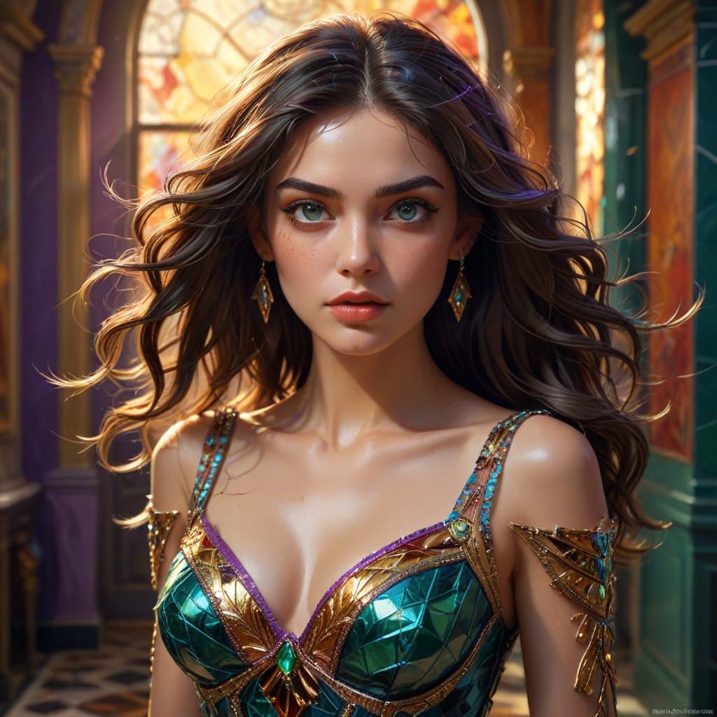 Glamorous Woman in Art Deco Mansion