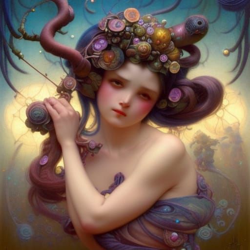 Forest Nymph in Dark Fantasy Style