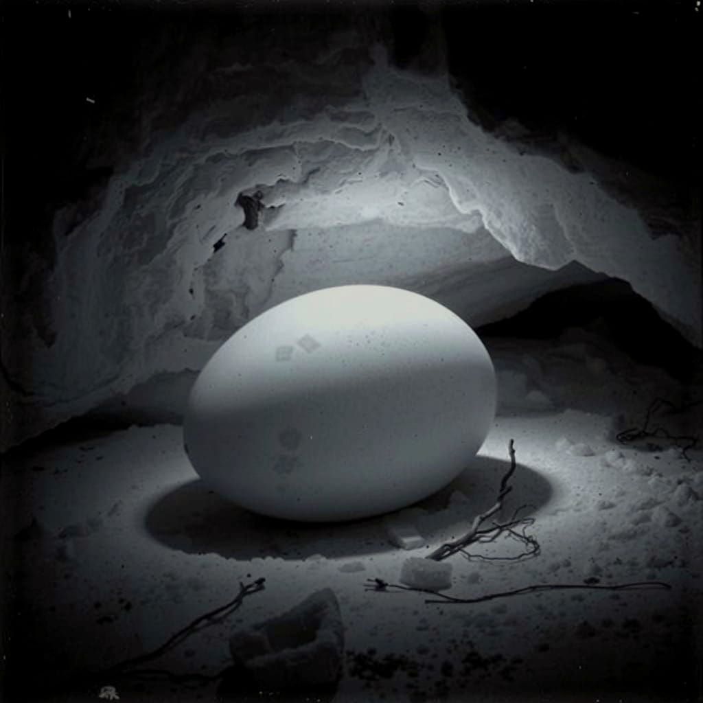 Giant Egg in Dark Ice Cave, Shot on Infrared Film
